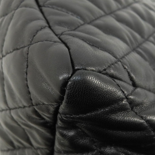CHANEL Tote Bag lambskin black Matelasse SilverMetal Women Used Authentic