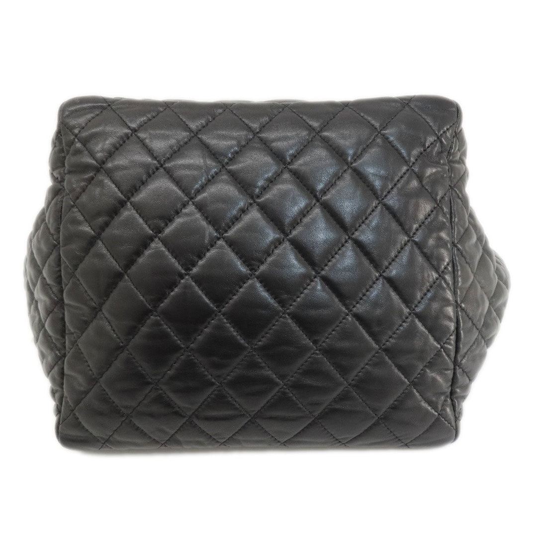 CHANEL Tote Bag lambskin black Matelasse SilverMetal Women Used Authentic