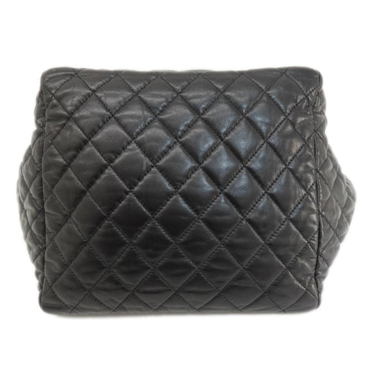 CHANEL Tote Bag lambskin black Matelasse SilverMetal Women Used Authentic