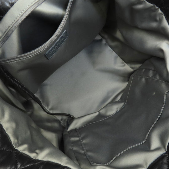 CHANEL Tote Bag lambskin black Matelasse SilverMetal Women Used Authentic