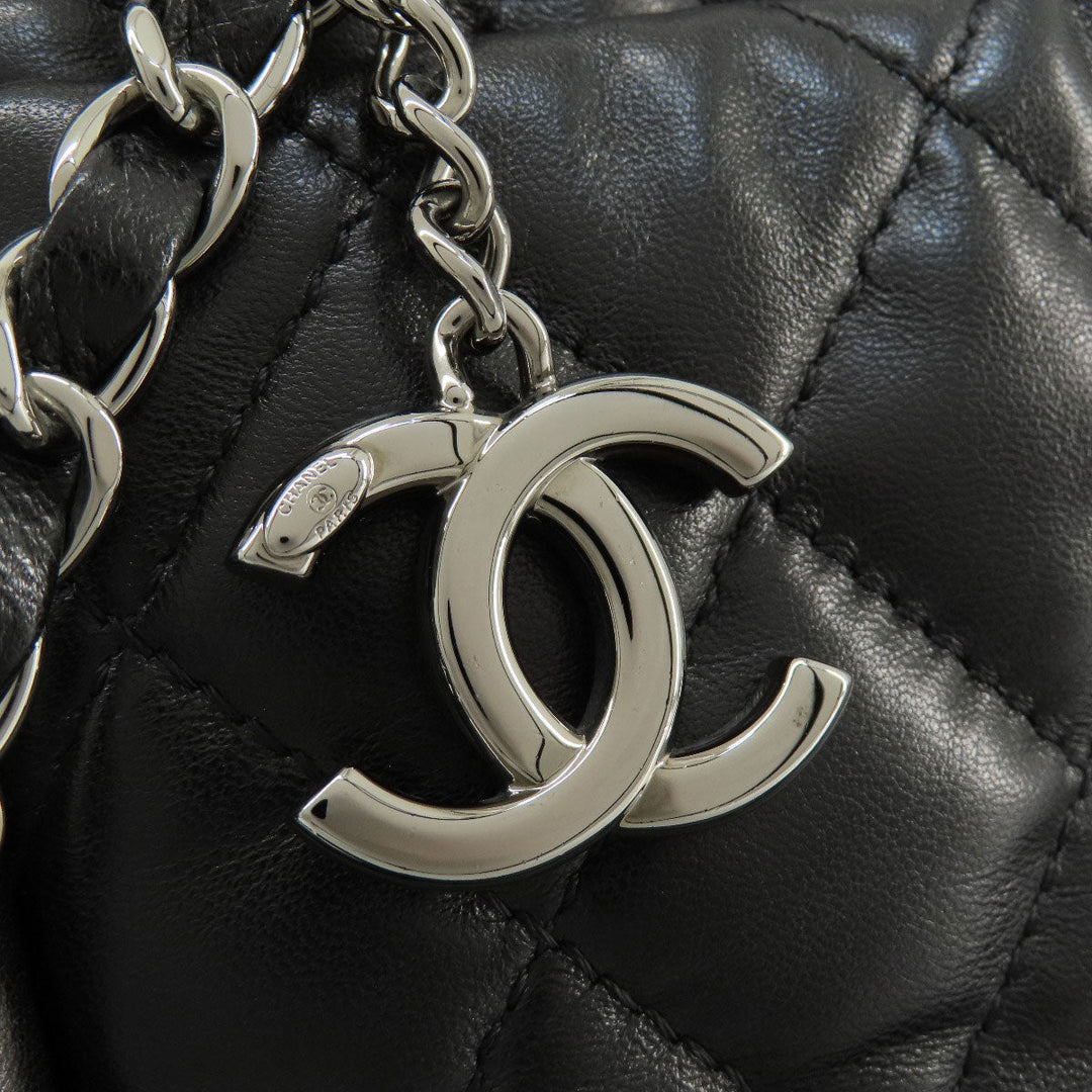 CHANEL Tote Bag lambskin black Matelasse SilverMetal Women Used Authentic