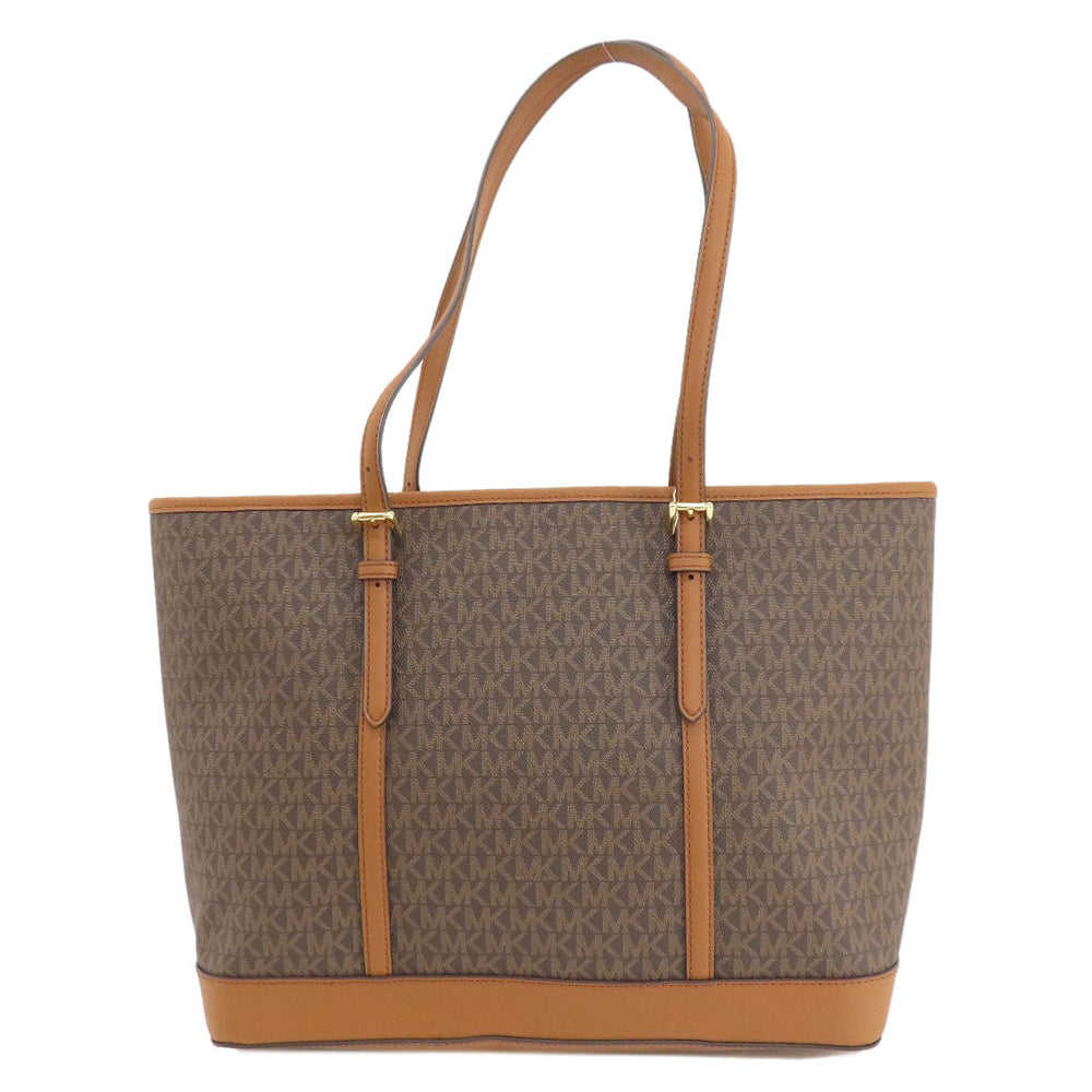 MICHAEL KORS Tote Bag PVC Brown MK signature Women Used Authentic