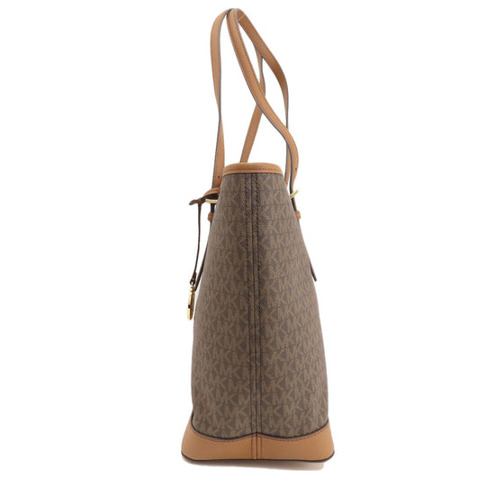 MICHAEL KORS Tote Bag PVC Brown MK signature Women Used Authentic