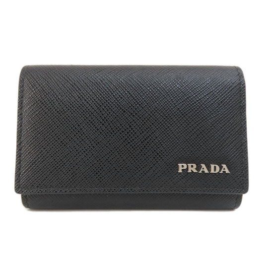 PRADA Key case Key holder  leather black Saffiano logoMetal Women(Unisex) Used Authentic