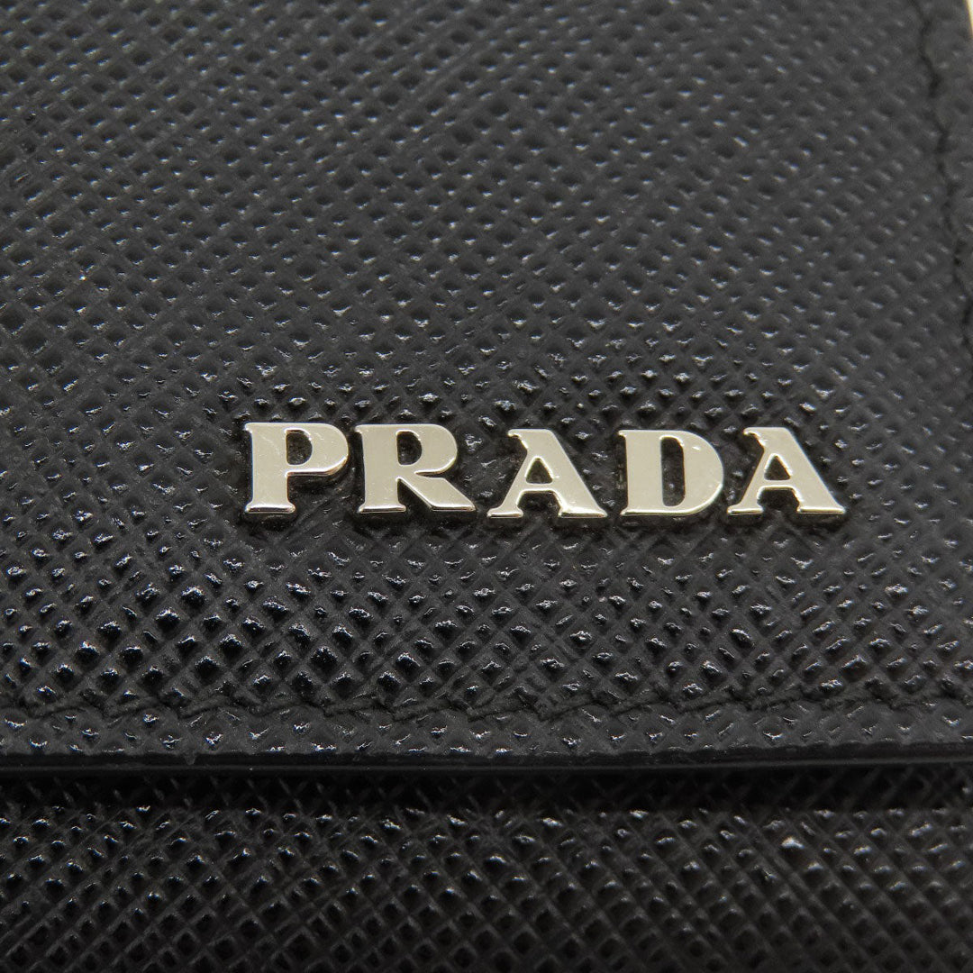 PRADA Key case Key holder  leather black Saffiano logoMetal Women(Unisex) Used Authentic