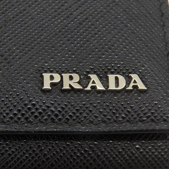PRADA Key case Key holder  leather black Saffiano logoMetal Women(Unisex) Used Authentic