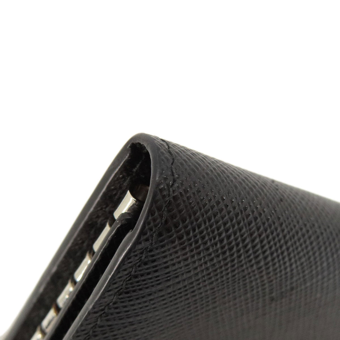 PRADA Key case Key holder  leather black Saffiano logoMetal Women(Unisex) Used Authentic