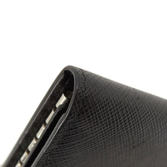 PRADA Key case Key holder  leather black Saffiano logoMetal Women(Unisex) Used Authentic