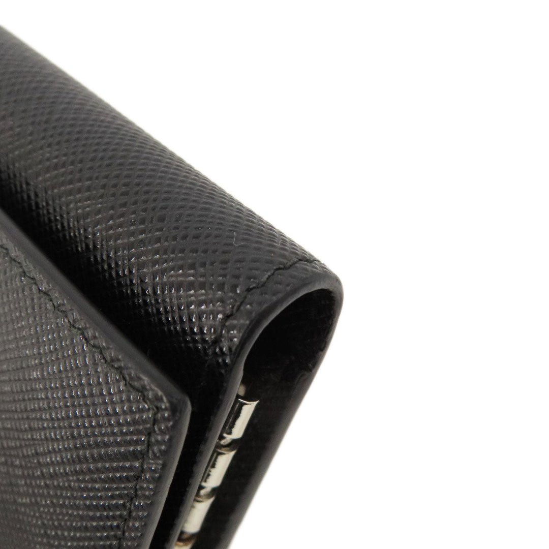 PRADA Key case Key holder  leather black Saffiano logoMetal Women(Unisex) Used Authentic