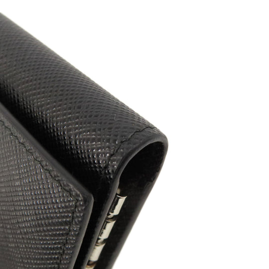 PRADA Key case Key holder  leather black Saffiano logoMetal Women(Unisex) Used Authentic