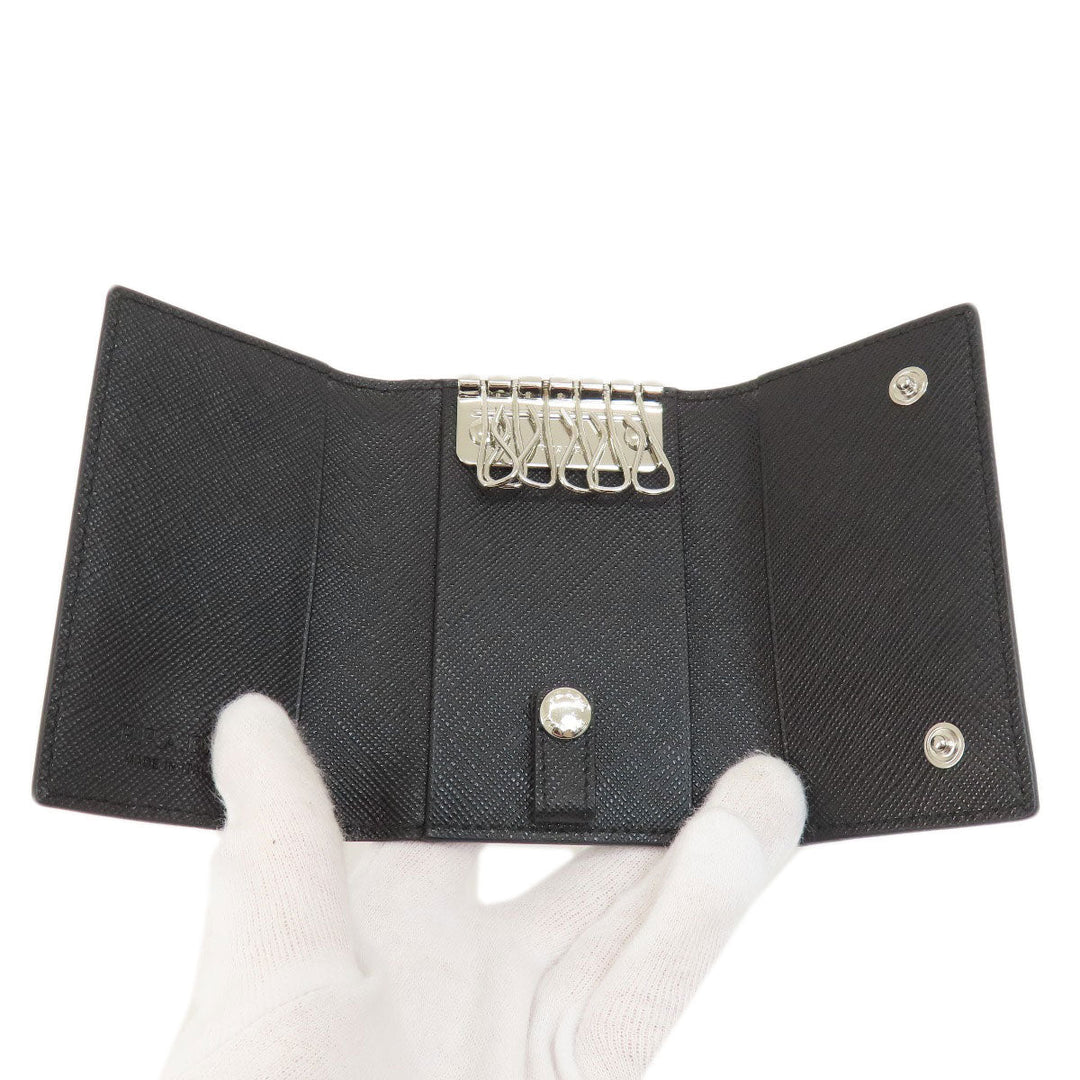 PRADA Key case Key holder  leather black Saffiano logoMetal Women(Unisex) Used Authentic