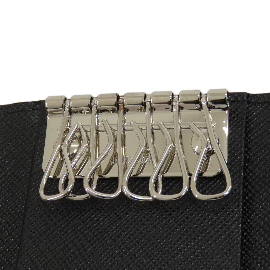 PRADA Key case Key holder  leather black Saffiano logoMetal Women(Unisex) Used Authentic