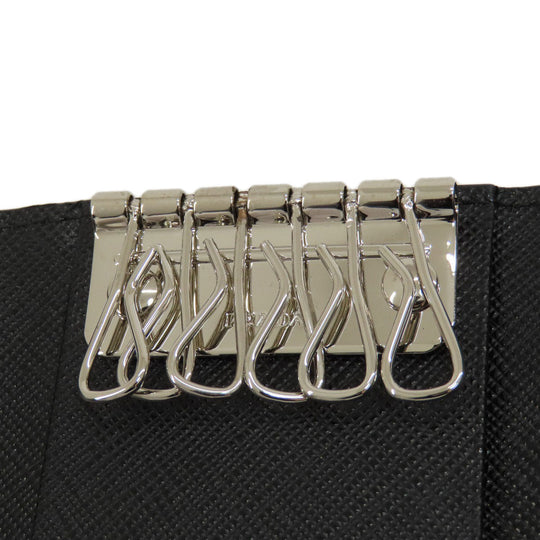 PRADA Key case Key holder  leather black Saffiano logoMetal Women(Unisex) Used Authentic