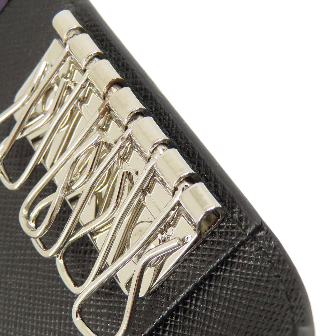 PRADA Key case Key holder  leather black Saffiano logoMetal Women(Unisex) Used Authentic