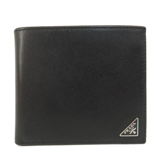 PRADA Bifold Wallet leather black logoMetal