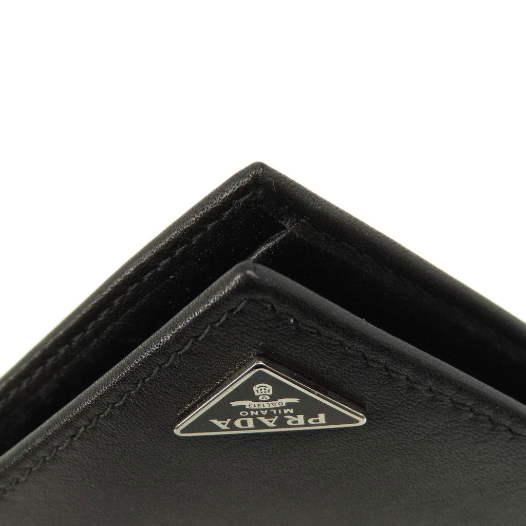 PRADA Bifold Wallet leather black logoMetal
