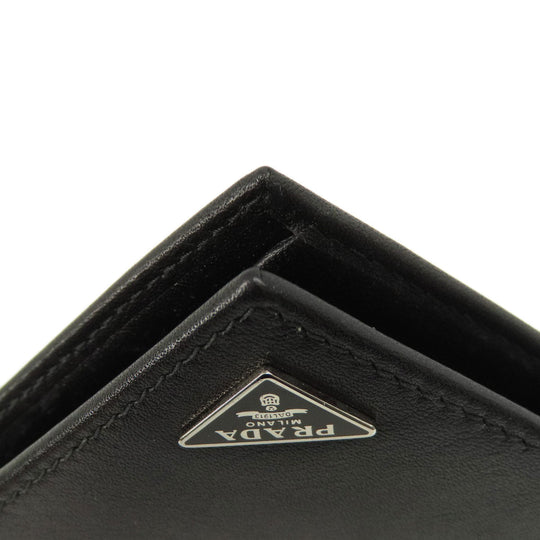 PRADA Bifold Wallet leather black logoMetal