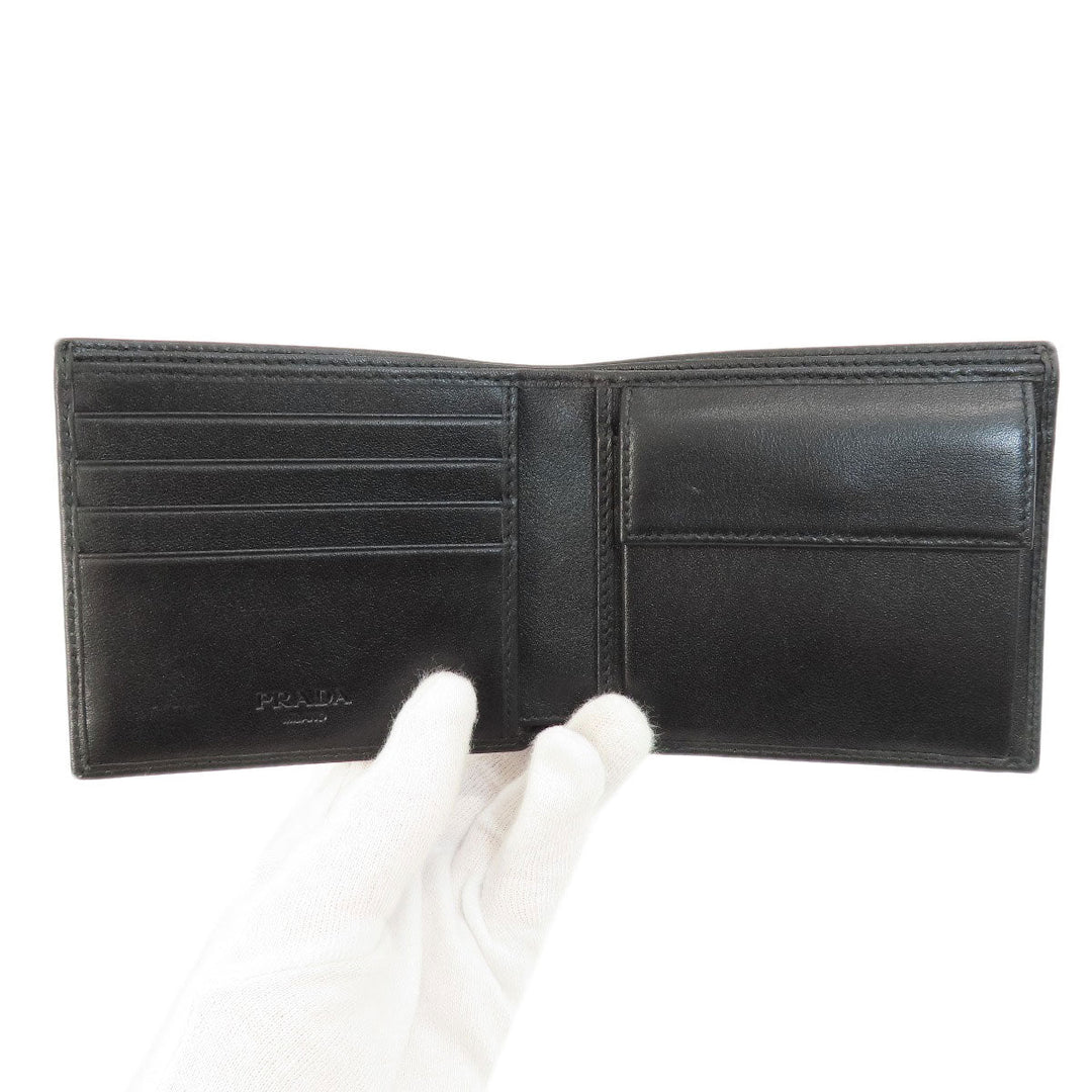 PRADA Bifold Wallet leather black logoMetal