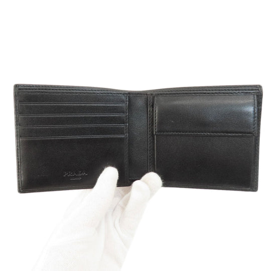PRADA Bifold Wallet leather black logoMetal