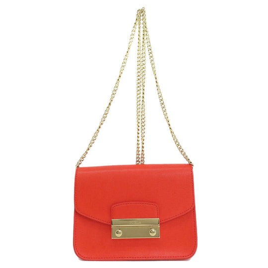Furla Shoulder Bag leather Red Julia ChainShoulder