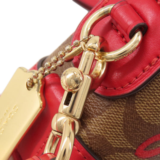 COACH Shoulder Bag 91015 PVC, Leather Brown Long Shoulder Signature Heart Women Used Authentic