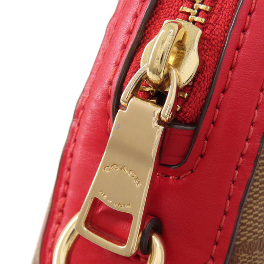 COACH Shoulder Bag 91015 PVC, Leather Brown Long Shoulder Signature Heart Women Used Authentic