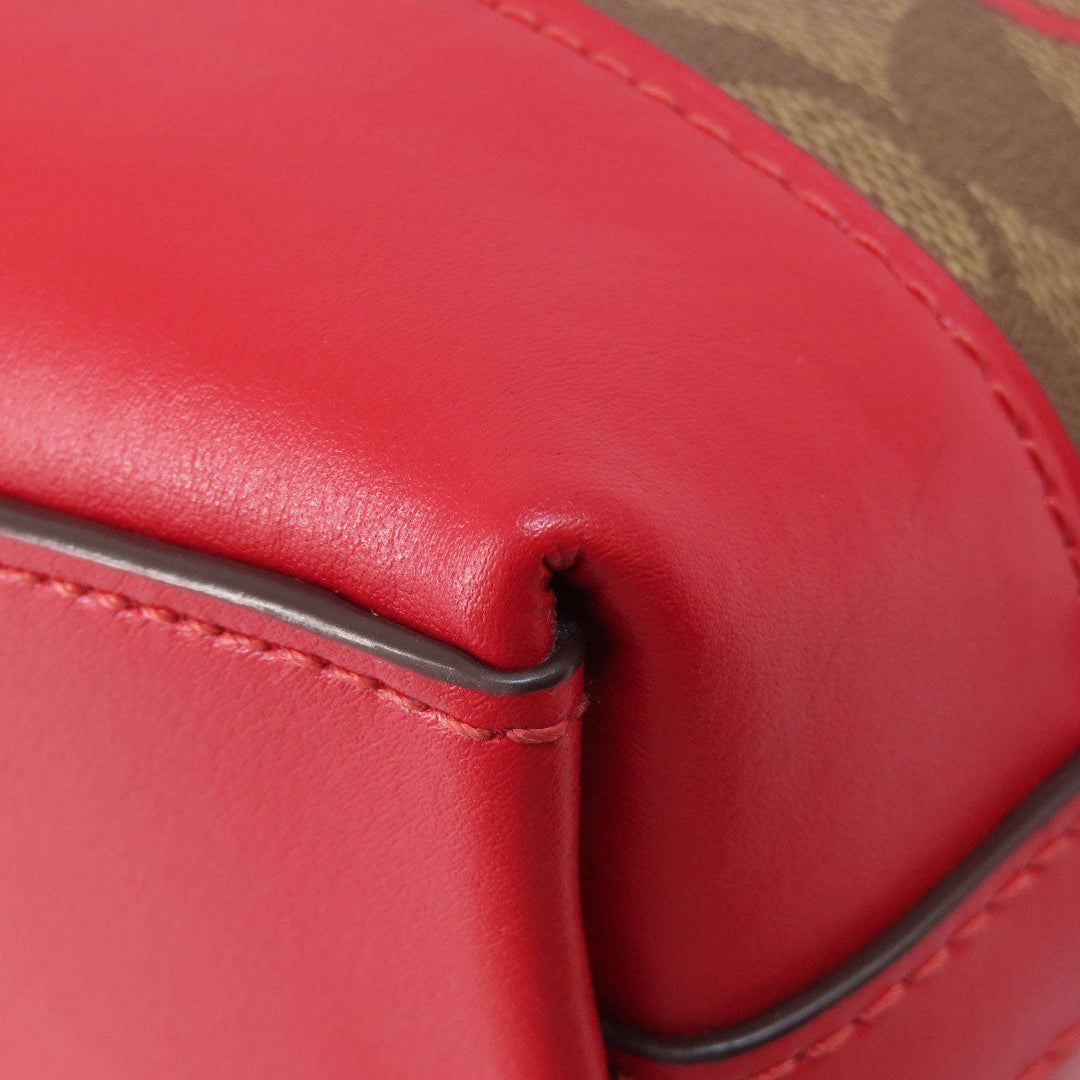 COACH Shoulder Bag 91015 PVC, Leather Brown Long Shoulder Signature Heart Women Used Authentic