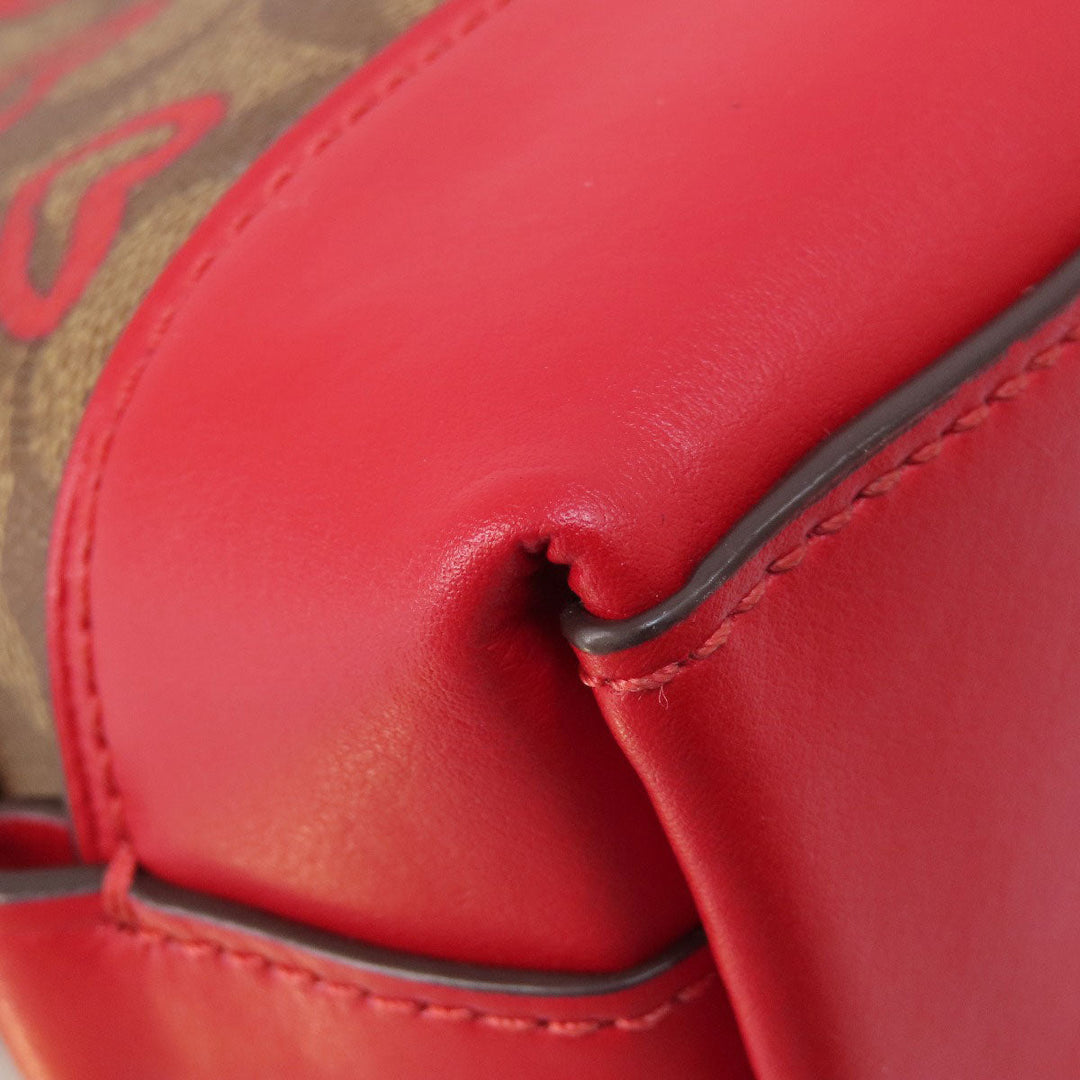 COACH Shoulder Bag 91015 PVC, Leather Brown Long Shoulder Signature Heart Women Used Authentic