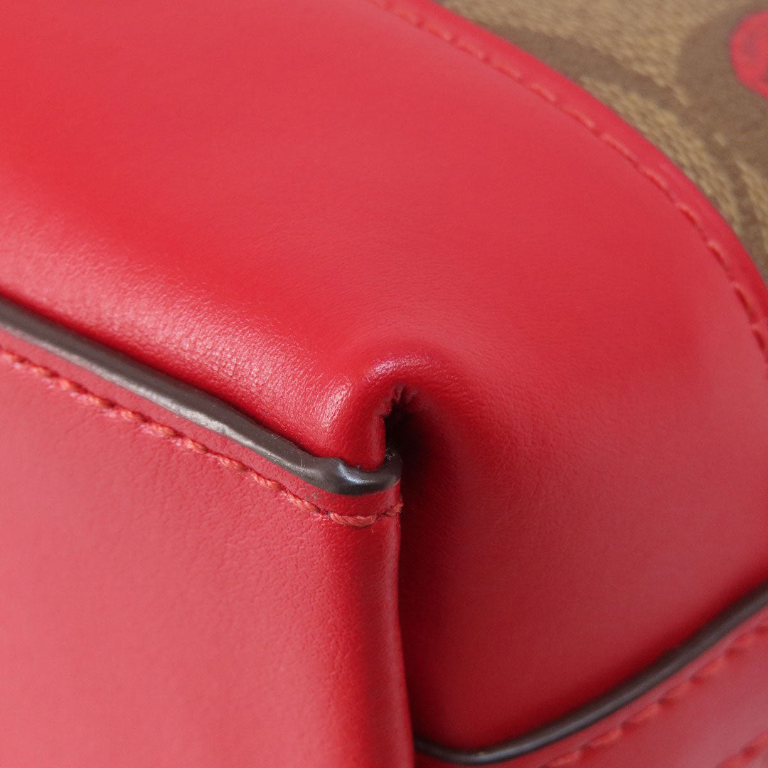 COACH Shoulder Bag 91015 PVC, Leather Brown Long Shoulder Signature Heart Women Used Authentic