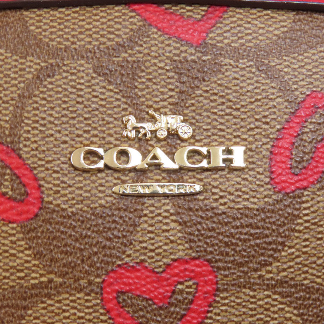 COACH Shoulder Bag 91015 PVC, Leather Brown Long Shoulder Signature Heart Women Used Authentic