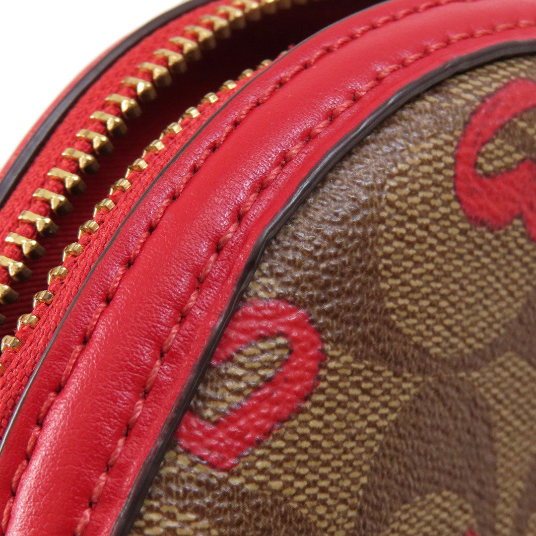 COACH Shoulder Bag 91015 PVC, Leather Brown Long Shoulder Signature Heart Women Used Authentic