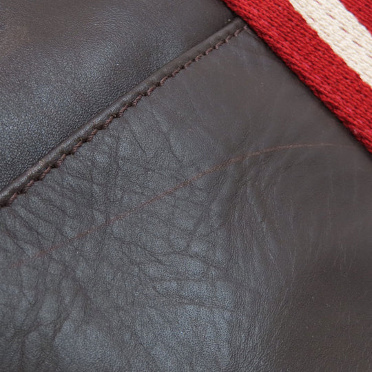 BALLY Tote Bag leather Brown Barry Stripe Women Used Authentic