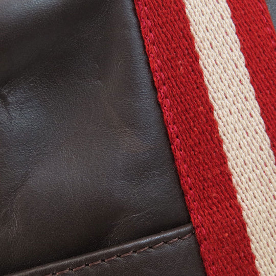 BALLY Tote Bag leather Brown Barry Stripe Women Used Authentic