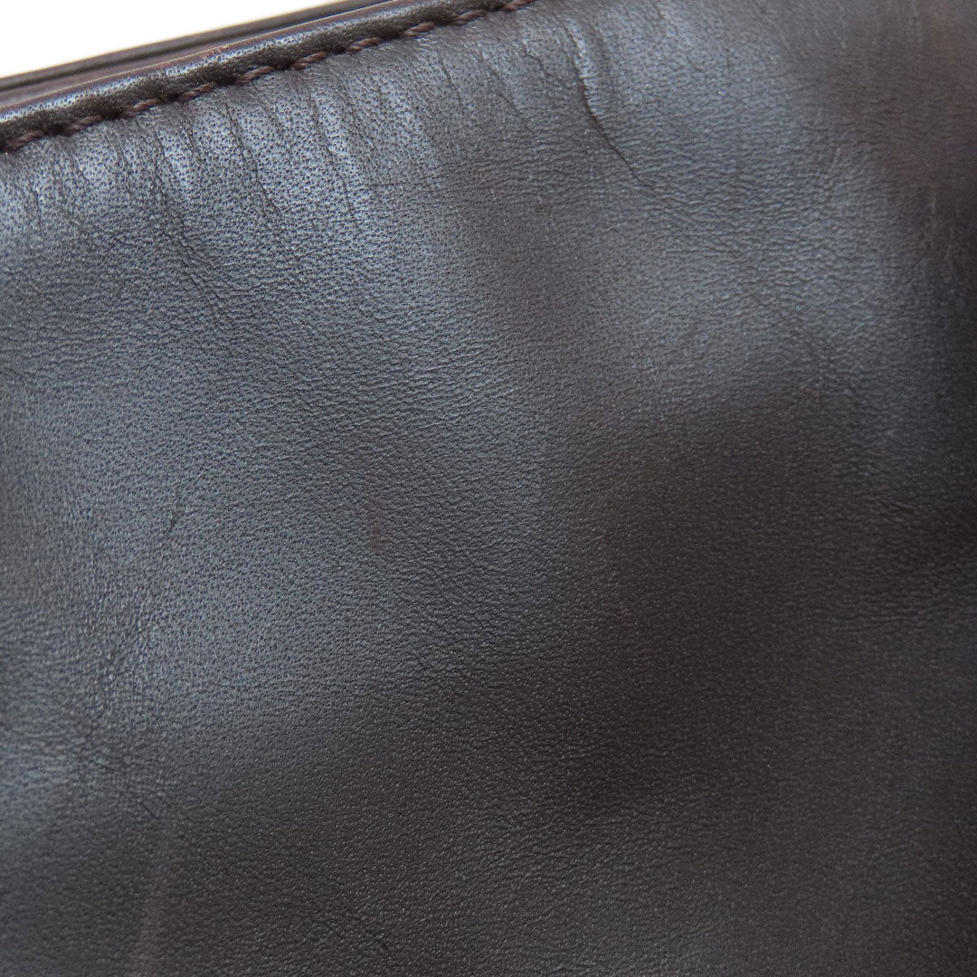 BALLY Tote Bag leather Brown Barry Stripe Women Used Authentic