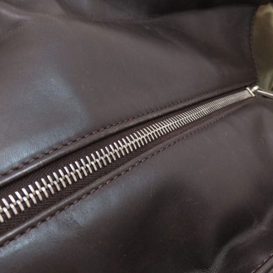 BALLY Tote Bag leather Brown Barry Stripe Women Used Authentic