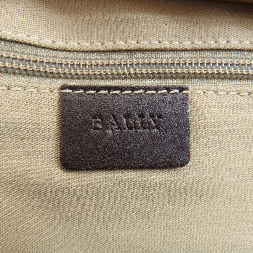 BALLY Tote Bag leather Brown Barry Stripe Women Used Authentic