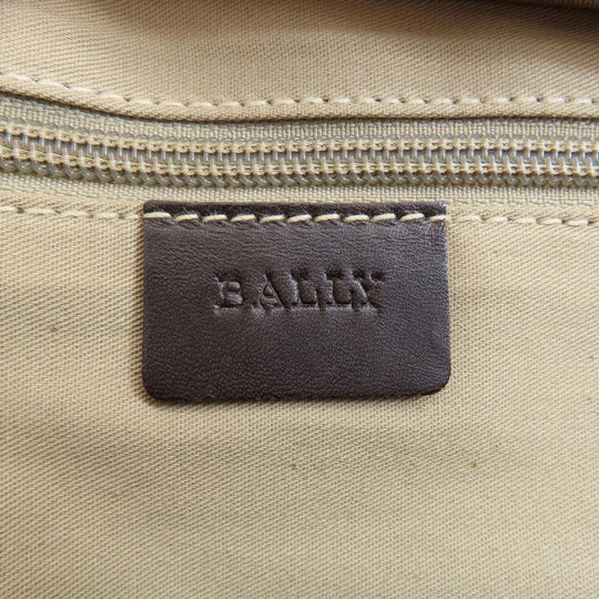 BALLY Tote Bag leather Brown Barry Stripe Women Used Authentic