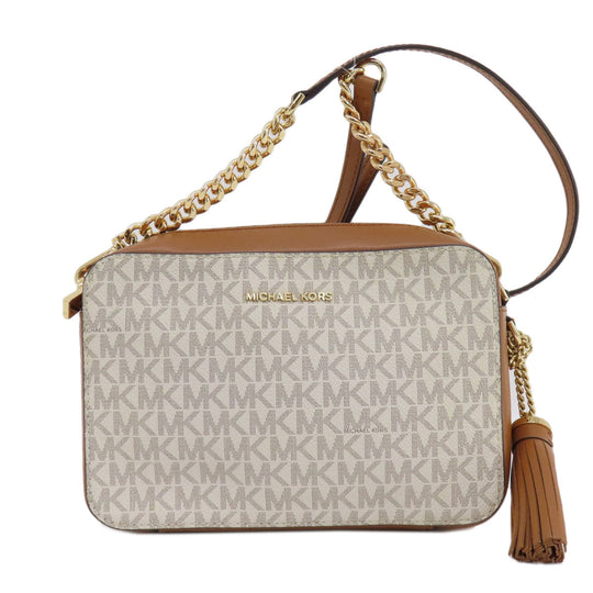 MICHAEL KORS Shoulder Bag PVC white MK signature Women Used Authentic