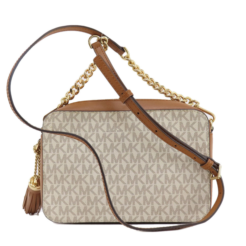 MICHAEL KORS Shoulder Bag PVC white MK signature Women Used Authentic