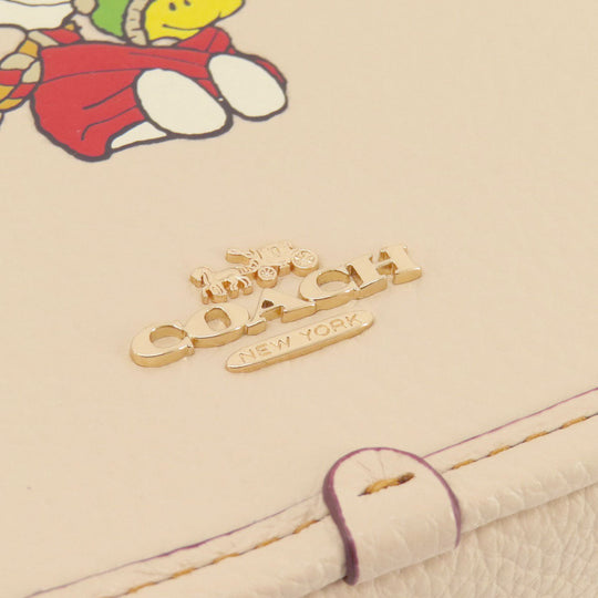 COACH Handbag CE845 leather beige Canteen Peanuts Collaboration 2WAY Women Used Authentic