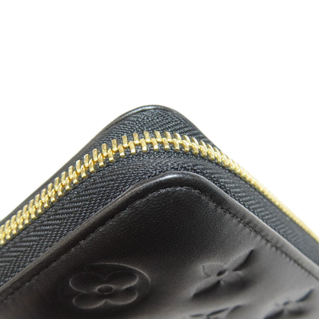 LOUIS VUITTON Long Wallet Purse M81510 Lamb leather black Zippy wallet Women Used Authentic