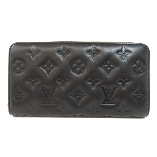 LOUIS VUITTON Long Wallet Purse M81510 Lamb leather black Zippy wallet Women Used Authentic