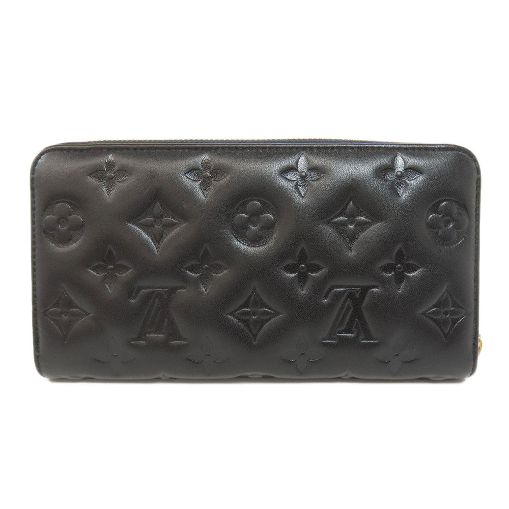 LOUIS VUITTON Long Wallet Purse M81510 Lamb leather black Zippy wallet Women Used Authentic
