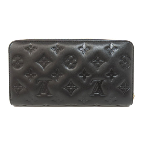 LOUIS VUITTON Long Wallet Purse M81510 Lamb leather black Zippy wallet Women Used Authentic