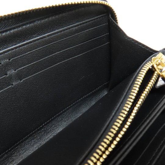 LOUIS VUITTON Long Wallet Purse M81510 Lamb leather black Zippy wallet Women Used Authentic