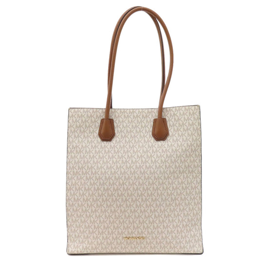 MICHAEL KORS Tote Bag PVC white MK signature Women Used Authentic