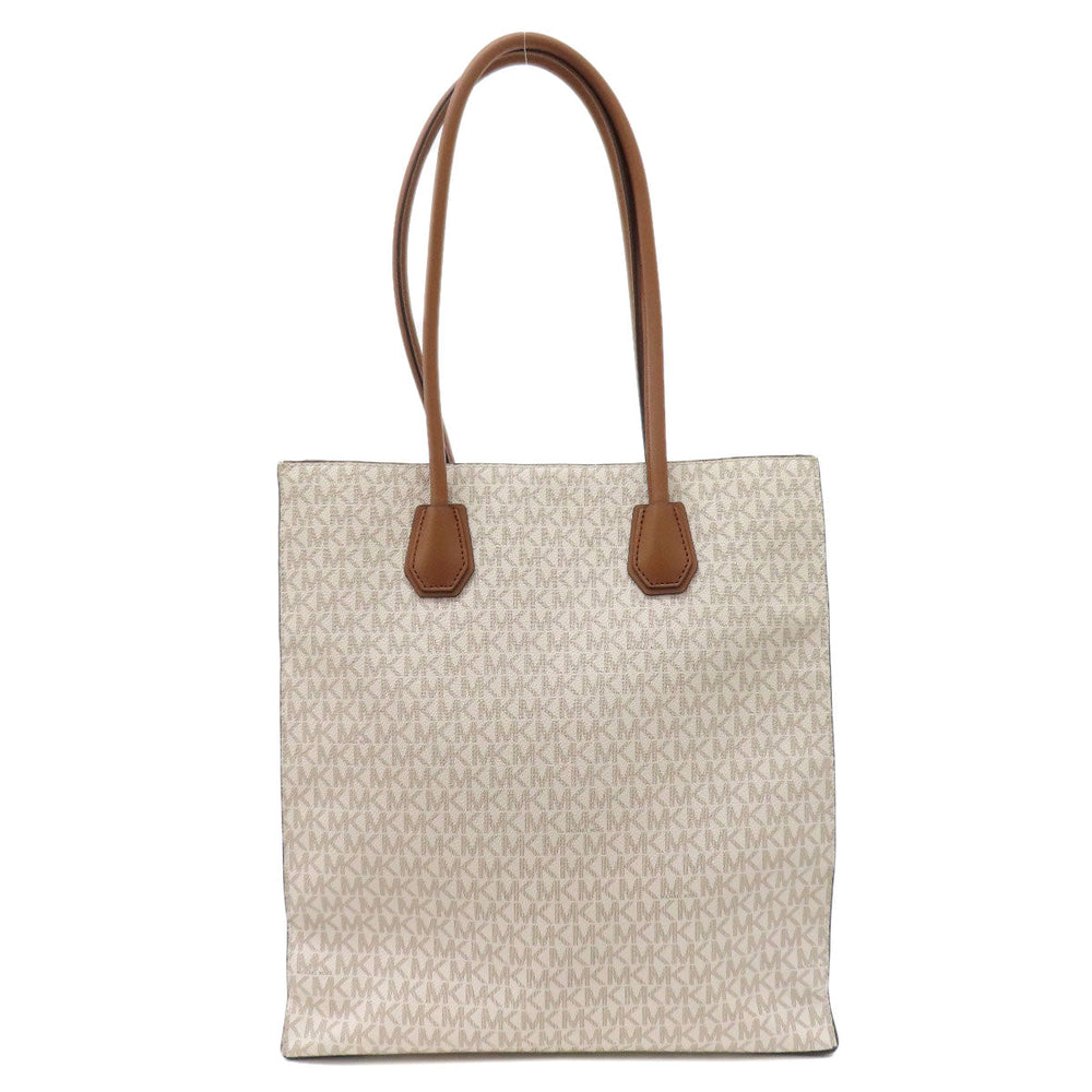 MICHAEL KORS Tote Bag PVC white MK signature Women Used Authentic