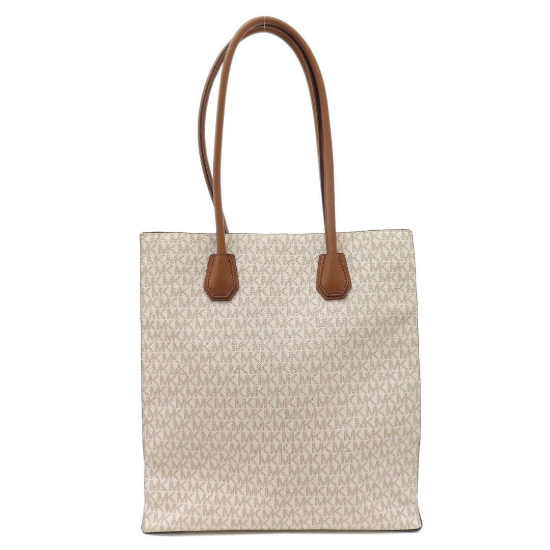 MICHAEL KORS Tote Bag PVC white MK signature Women Used Authentic