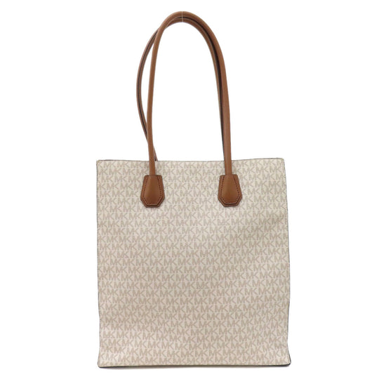 MICHAEL KORS Tote Bag PVC white MK signature Women Used Authentic
