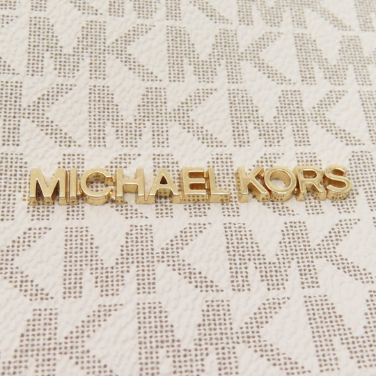 MICHAEL KORS Tote Bag PVC white MK signature Women Used Authentic